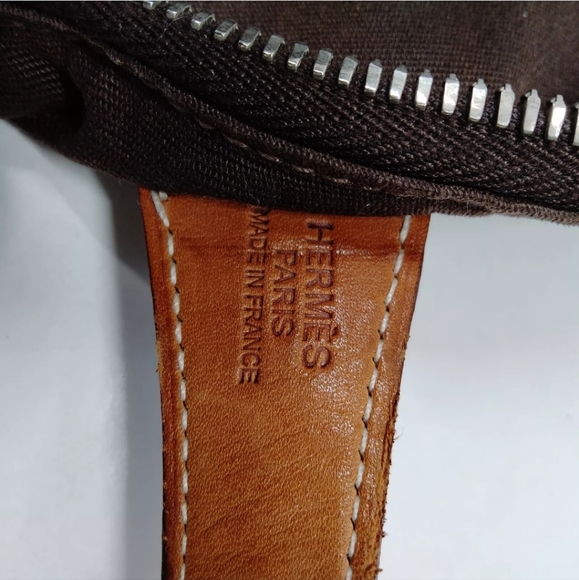 HERMES HAND BAG BROWN CANVAS - Picture 7 of 10